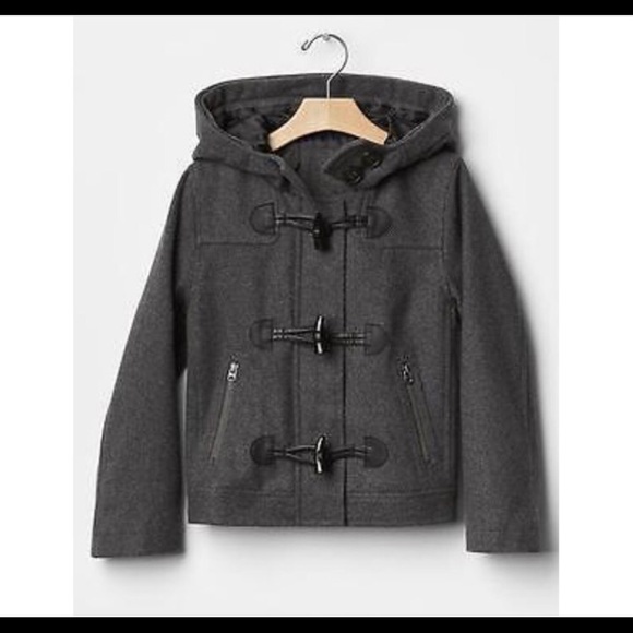 GAP Kids Toddler Wool Toggle Coat Hooded Gray Girls Size 4-5 - Picture 2 of 14